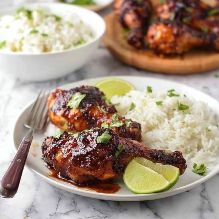 Hawaiian Chicken with Pineapple Glaze Served with Coconut Rice Recipe