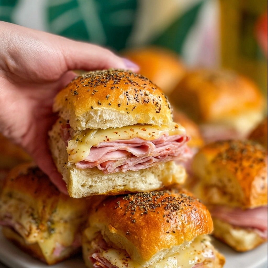 Hot Ham and Cheese Sliders with Mustard Onion Butter Recipe