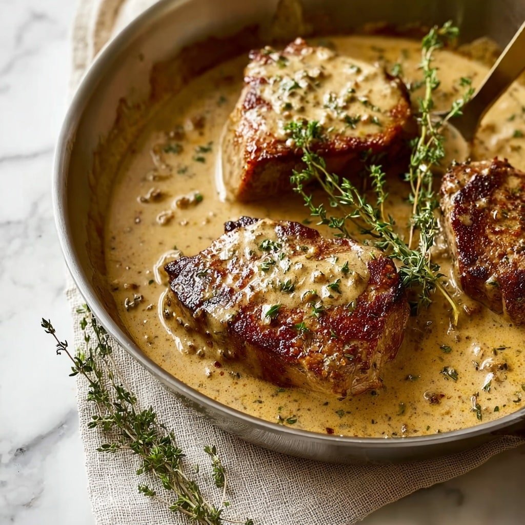 Pan-Fried Pork Chops with Rich Creamy Gravy Recipe - Recipe Image