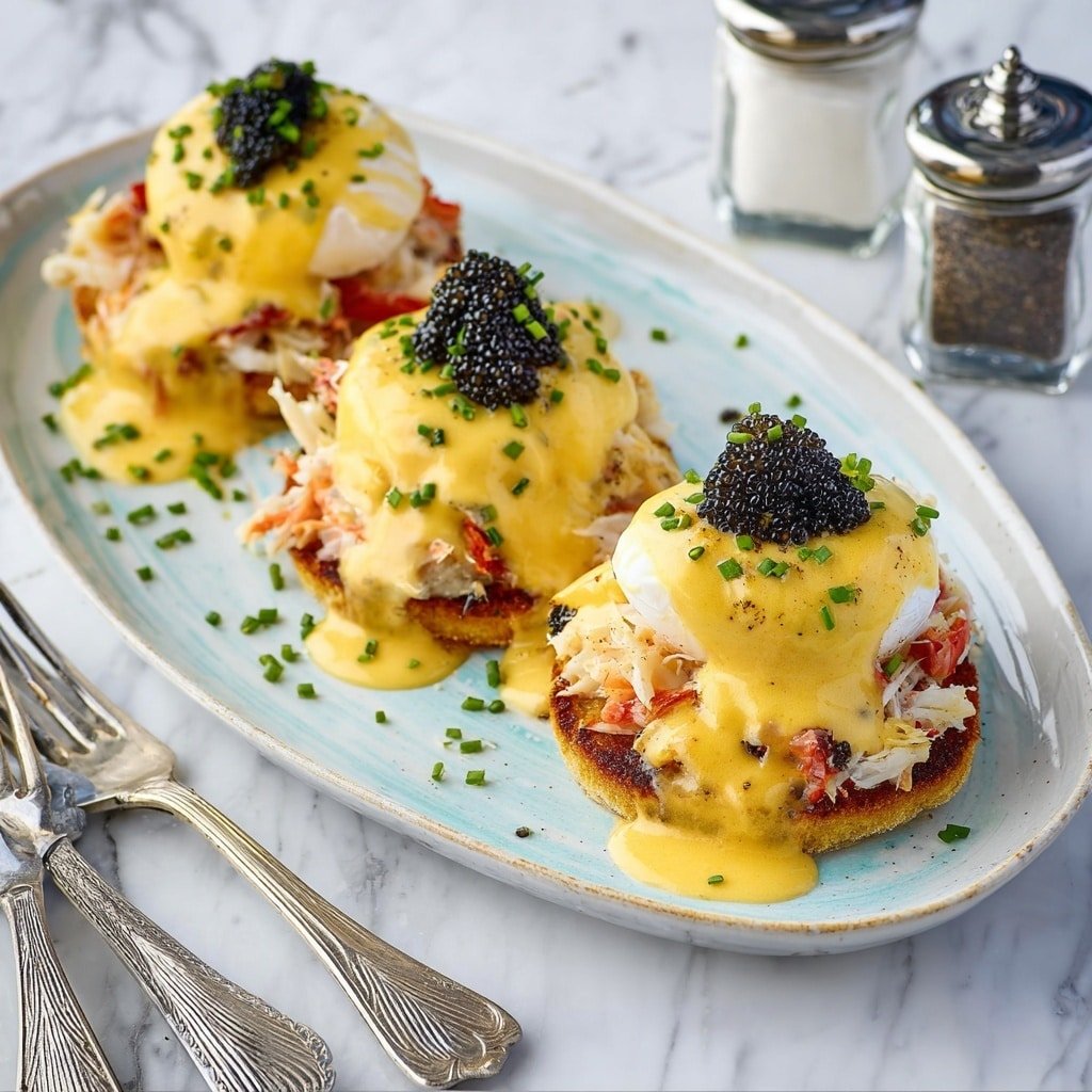Crab Eggs Benedict with Caviar and Homemade Hollandaise Recipe - Recipe Image